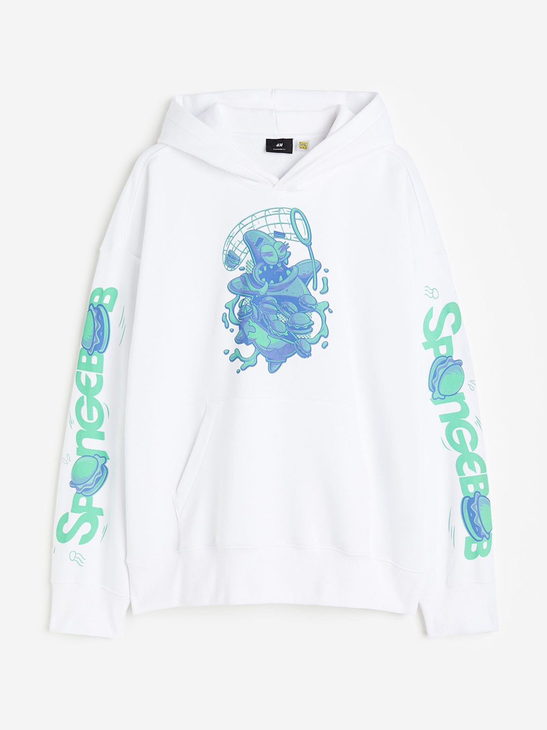 

H&M Oversized Fit Printed Hoodie, White