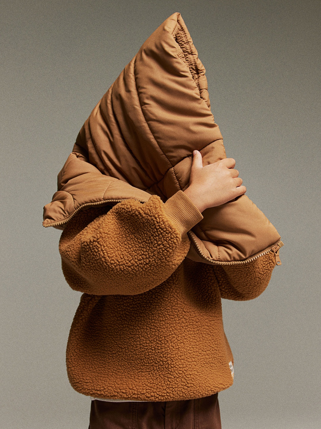 

H&M Boys Oversized Teddy Sweatshirt, Brown