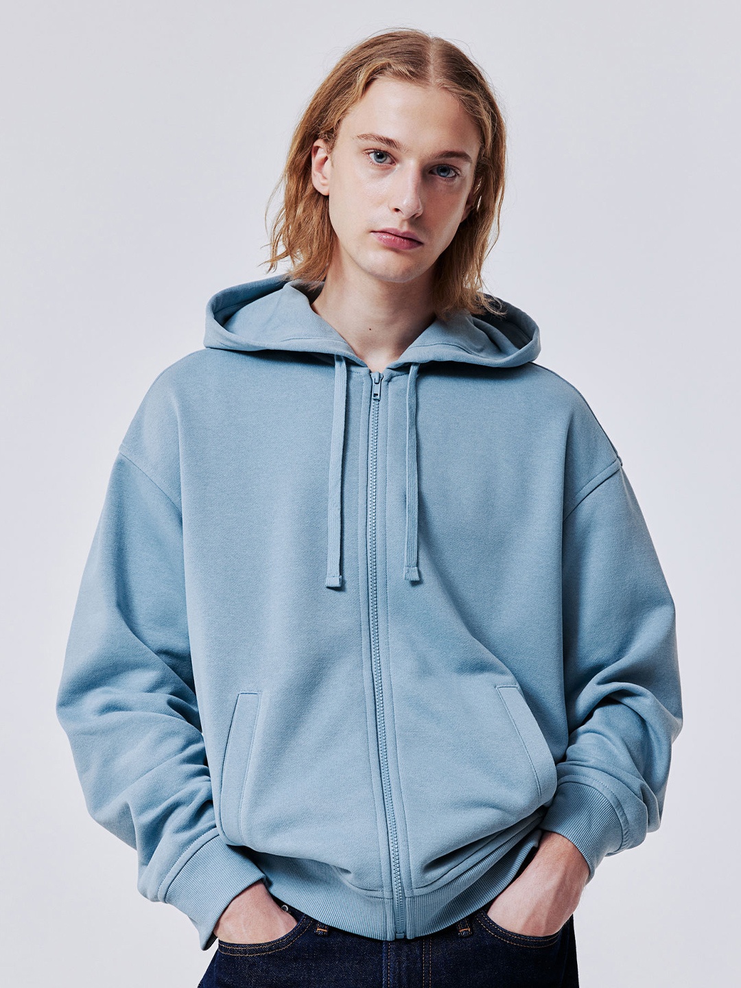 

H&M Relaxed-Fit Zip-Through Hoodie, Blue