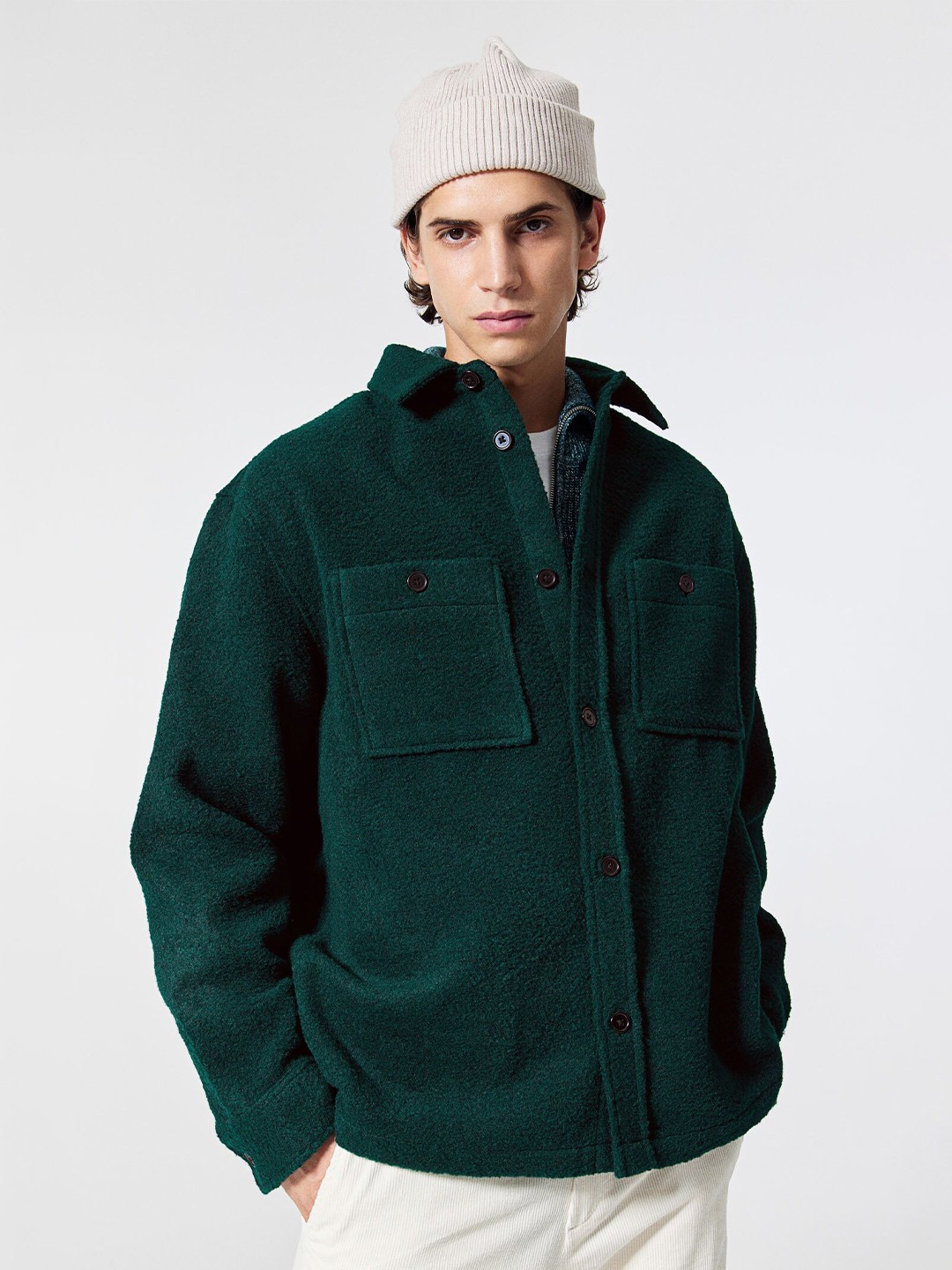 

H&M Loose Fit Overshirt, Green