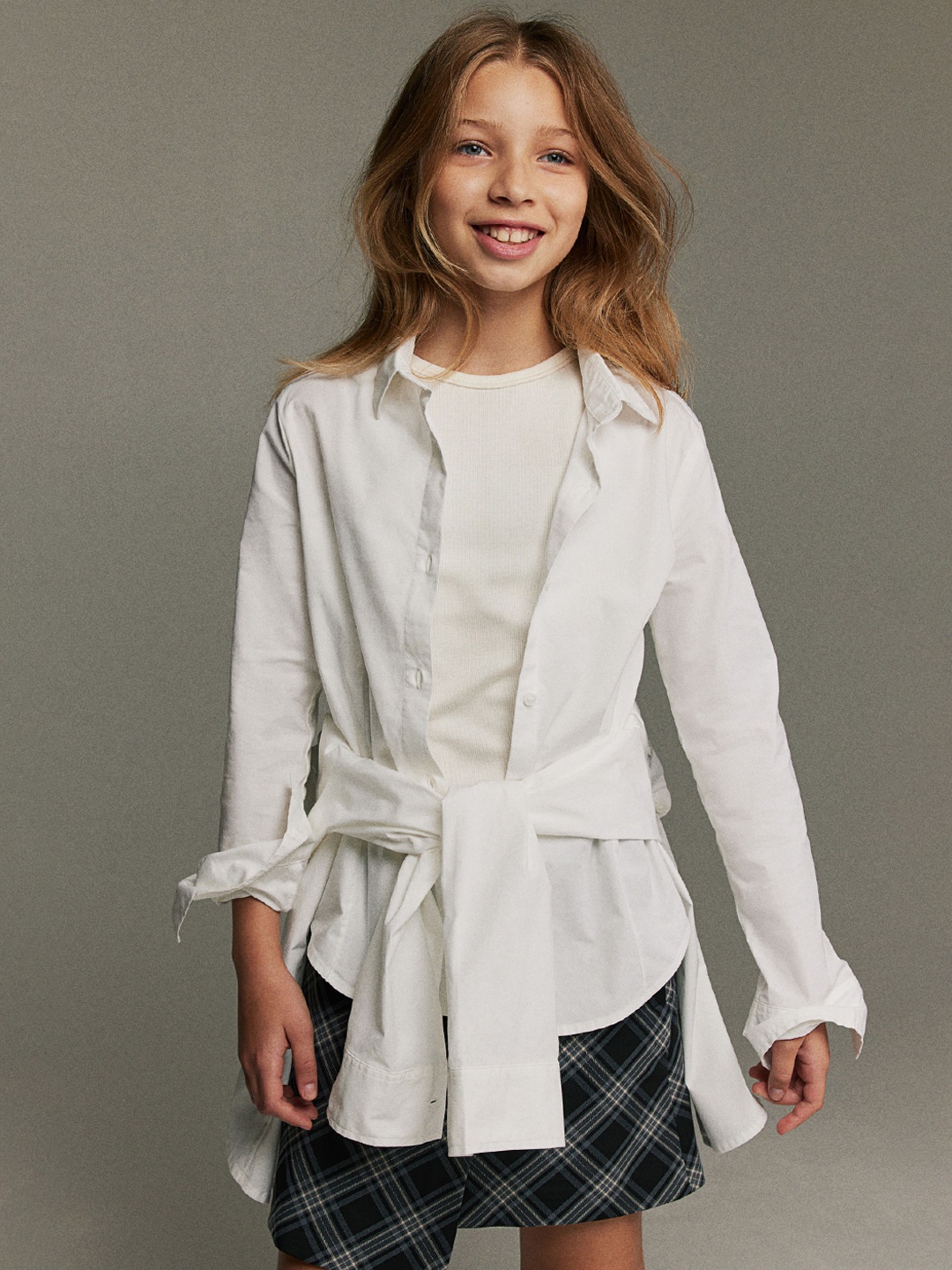 

H&M Girls Long-Sleeved Shirt, White
