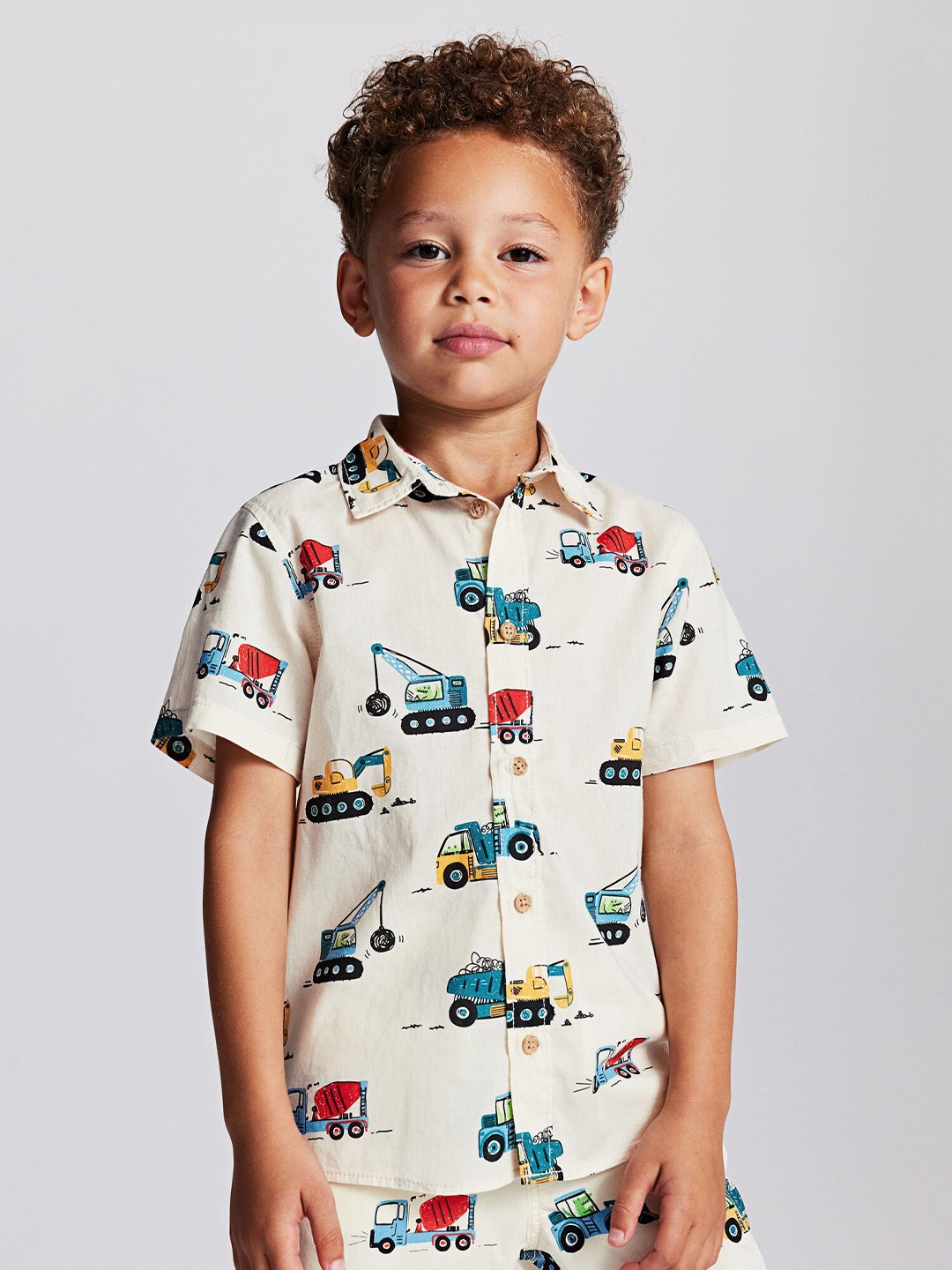 

H&M Boys Short-Sleeved Cotton Shirt, White
