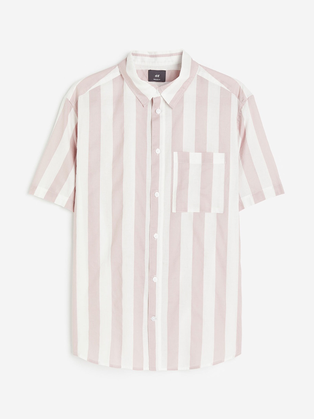 

H&M Men Regular Fit Short-Sleeved Shirt, Pink