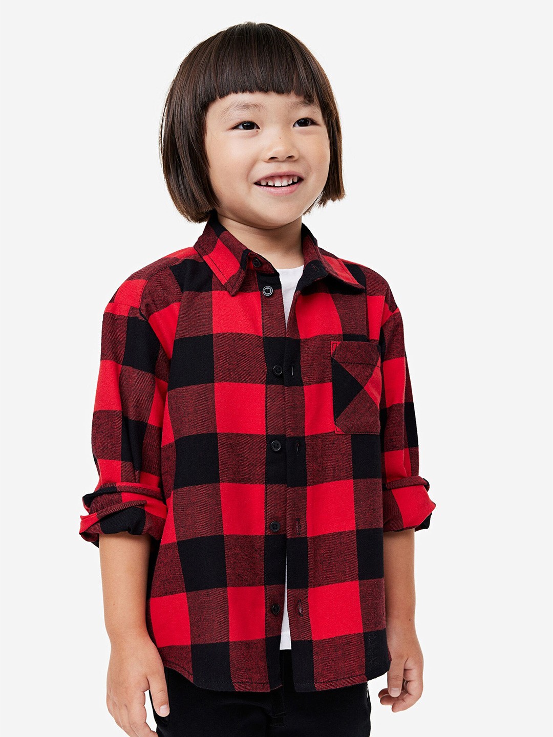 

H&M Boys Cotton Flannel Shirt, Red