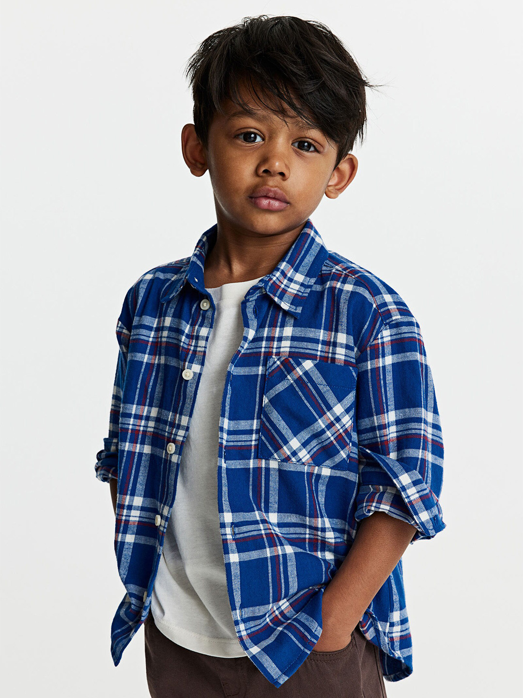 

H&M Boys Cotton Flannel Shirt, Blue