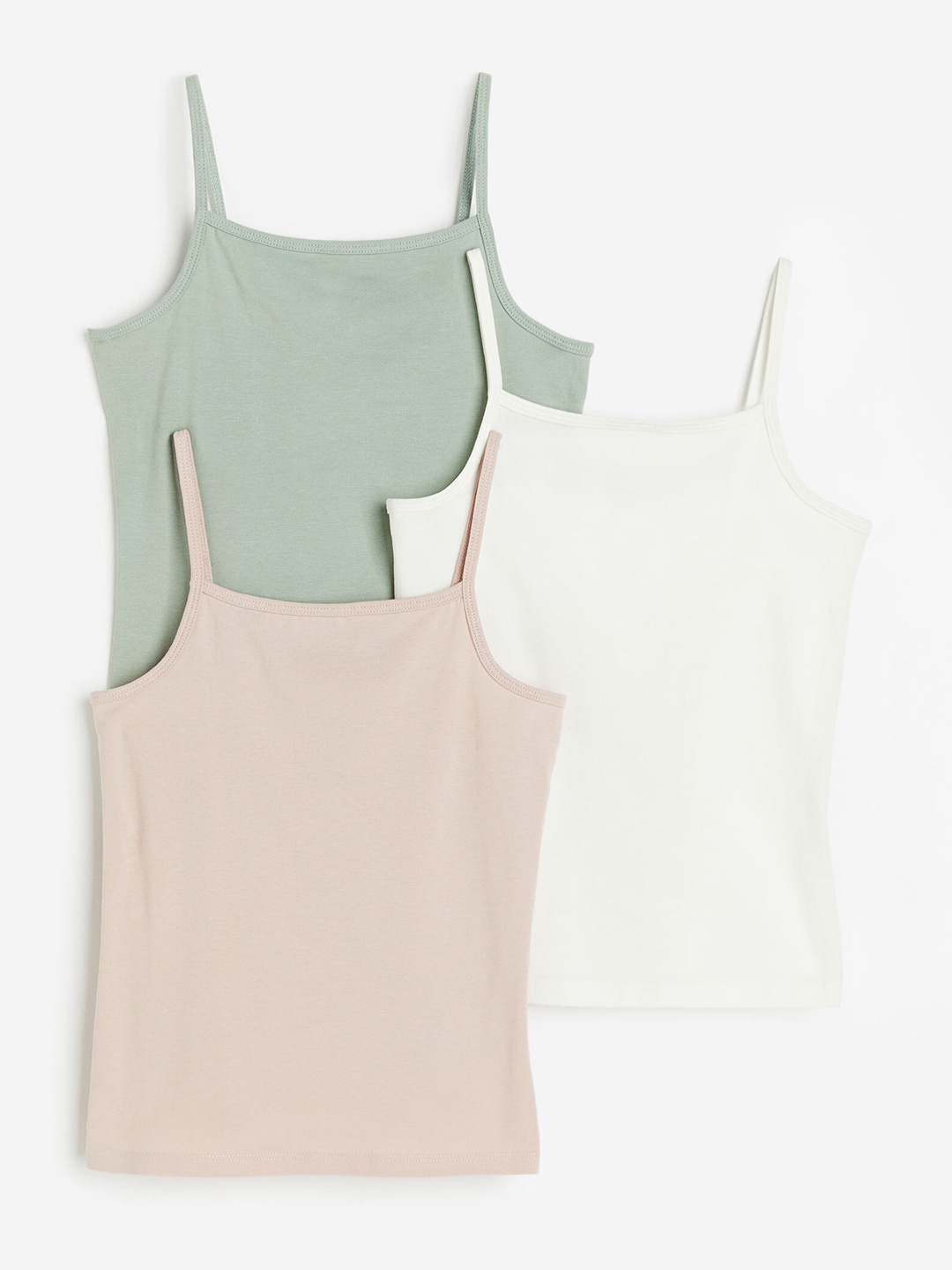 

H&M Girls 3-Pack Cotton Strappy Tops, Pink