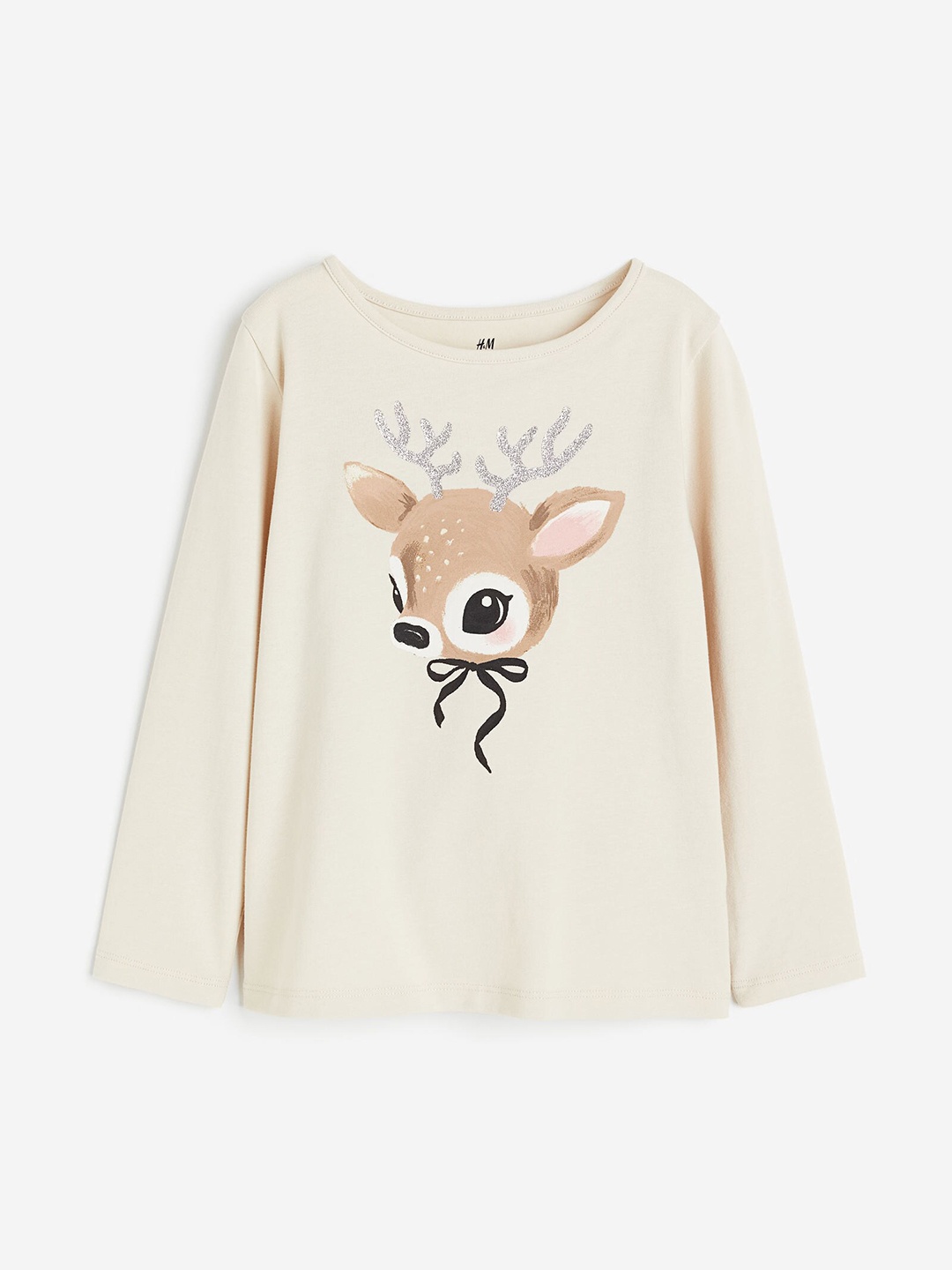 

H&M Infant Girls Printed Jersey Top, Beige