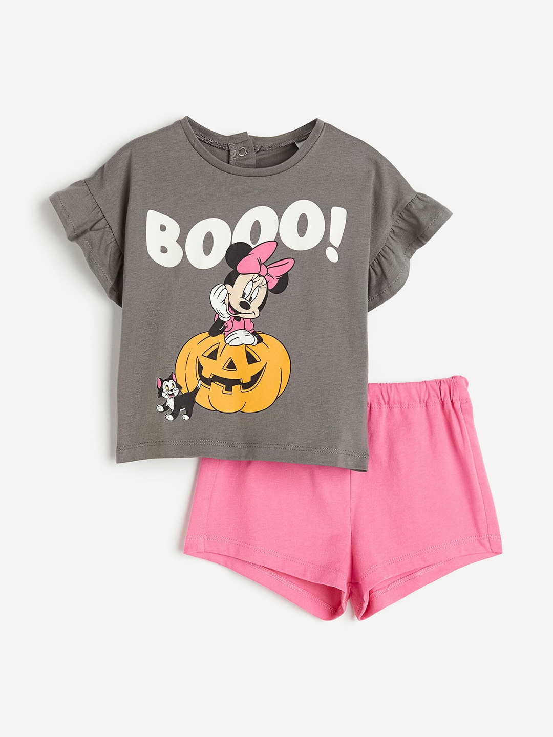 

H&M Girls 2-Piece Printed Cotton Set, Grey