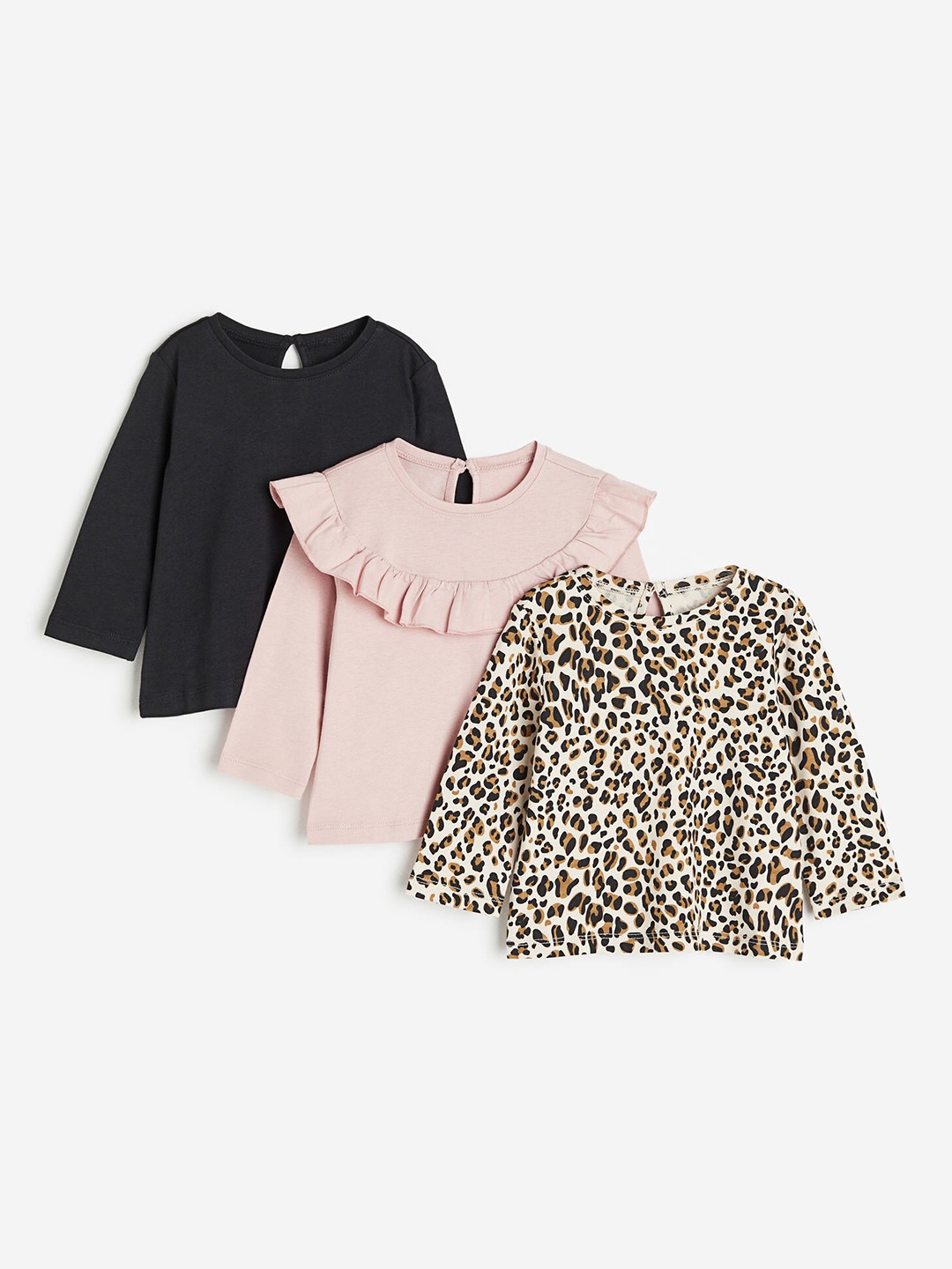 

H&M Infant Girls 3-Pack Cotton Jersey Tops, Beige