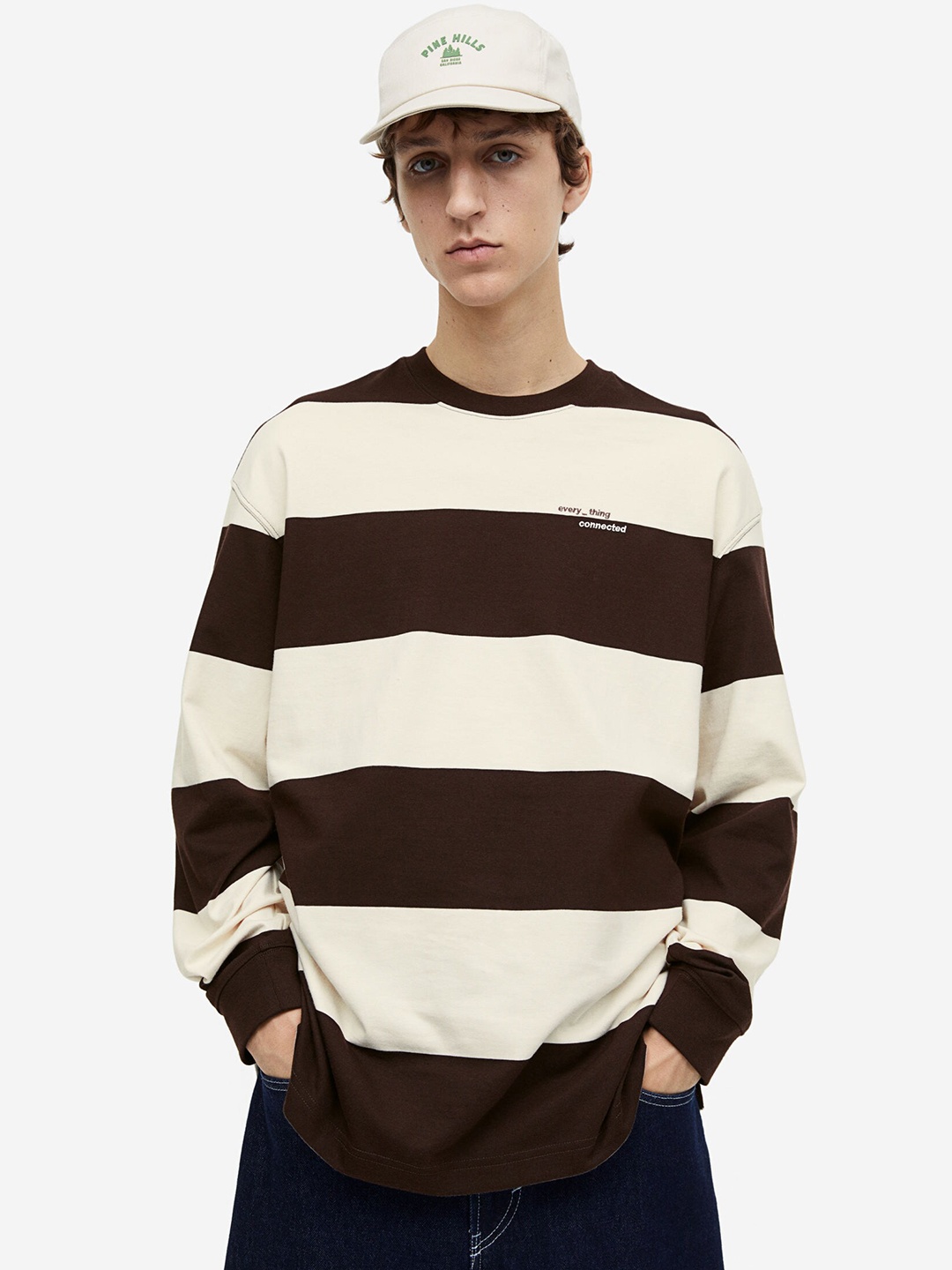 

H&M Pure Cotton Relaxed-Fit Jersey Top, Brown