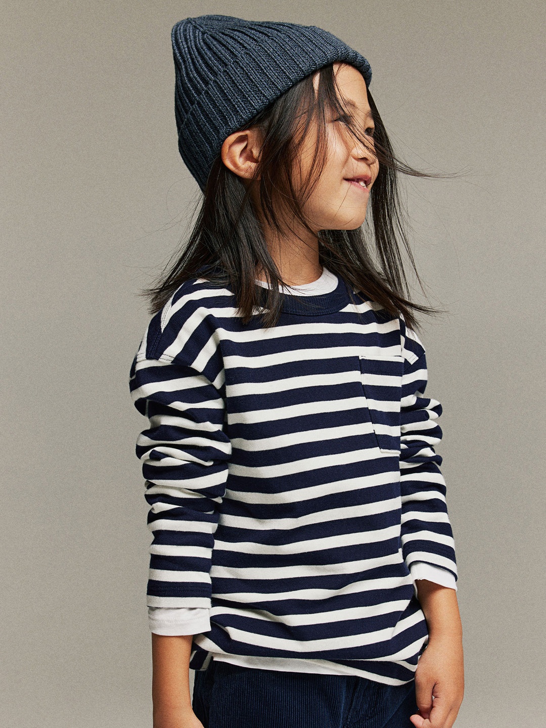 

H&M Boys Pure Cotton Long-Sleeved T-shirt, Navy blue