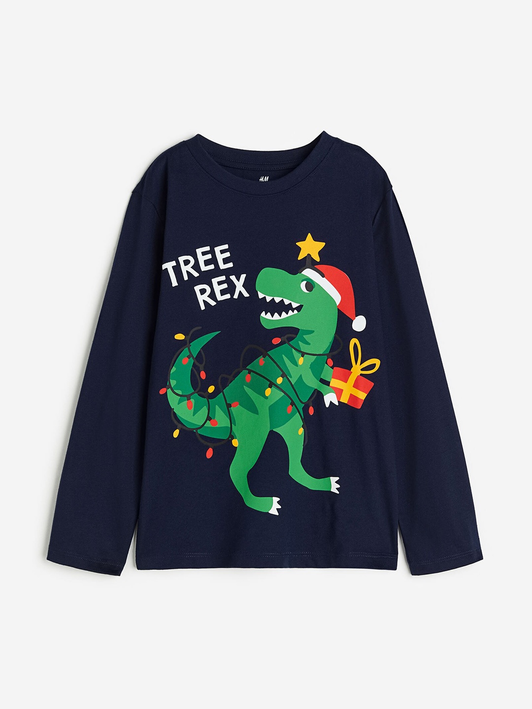 

H&M Boys Long-Sleeved Pure Cotton T-Shirt, Navy blue