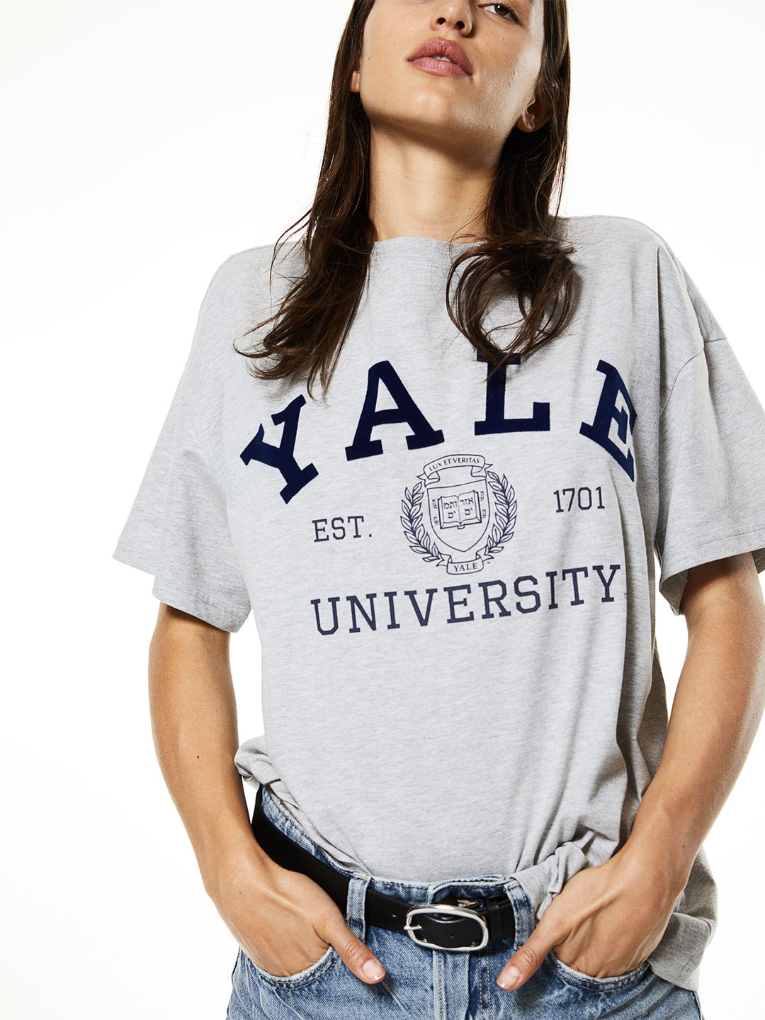 

H&M Oversized Printed T-Shirt, Grey