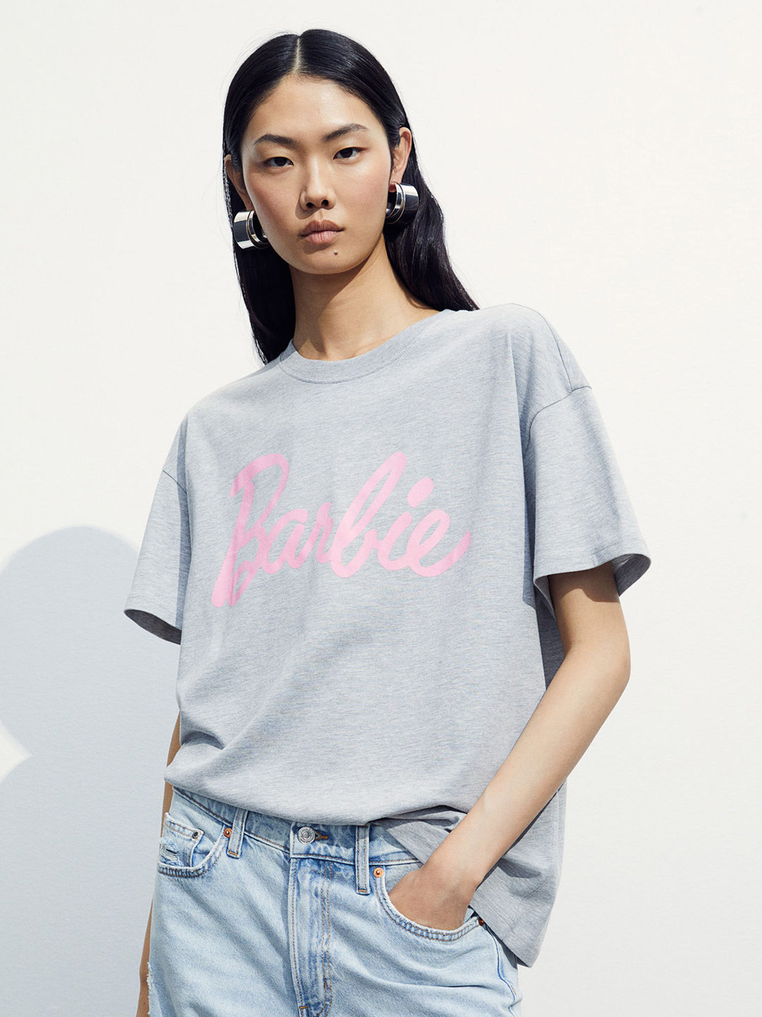

H&M Oversized Printed T-Shirt, Grey