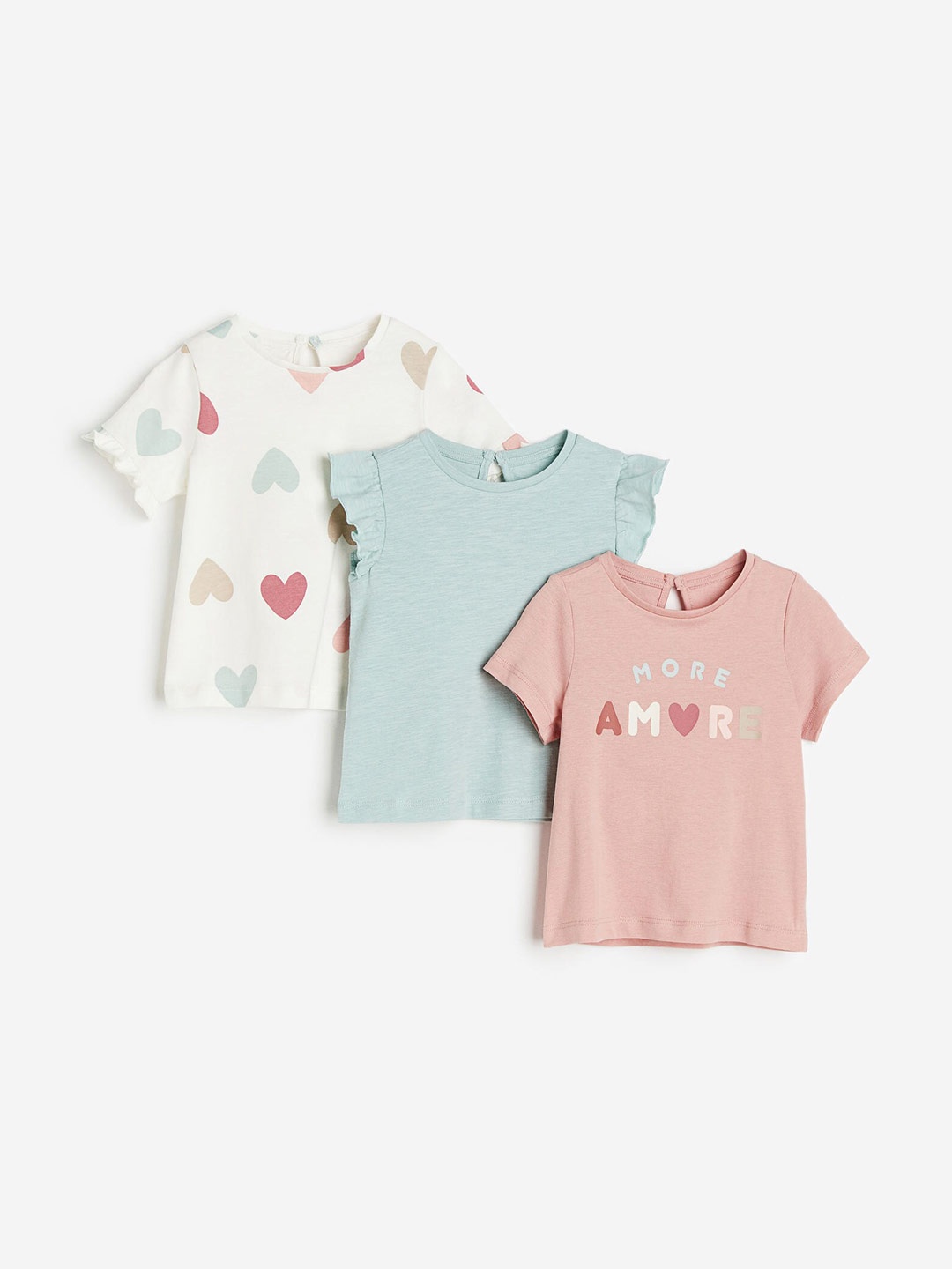 

H&M Infant Girls 3-Pack Cotton Jersey Tops, Pink