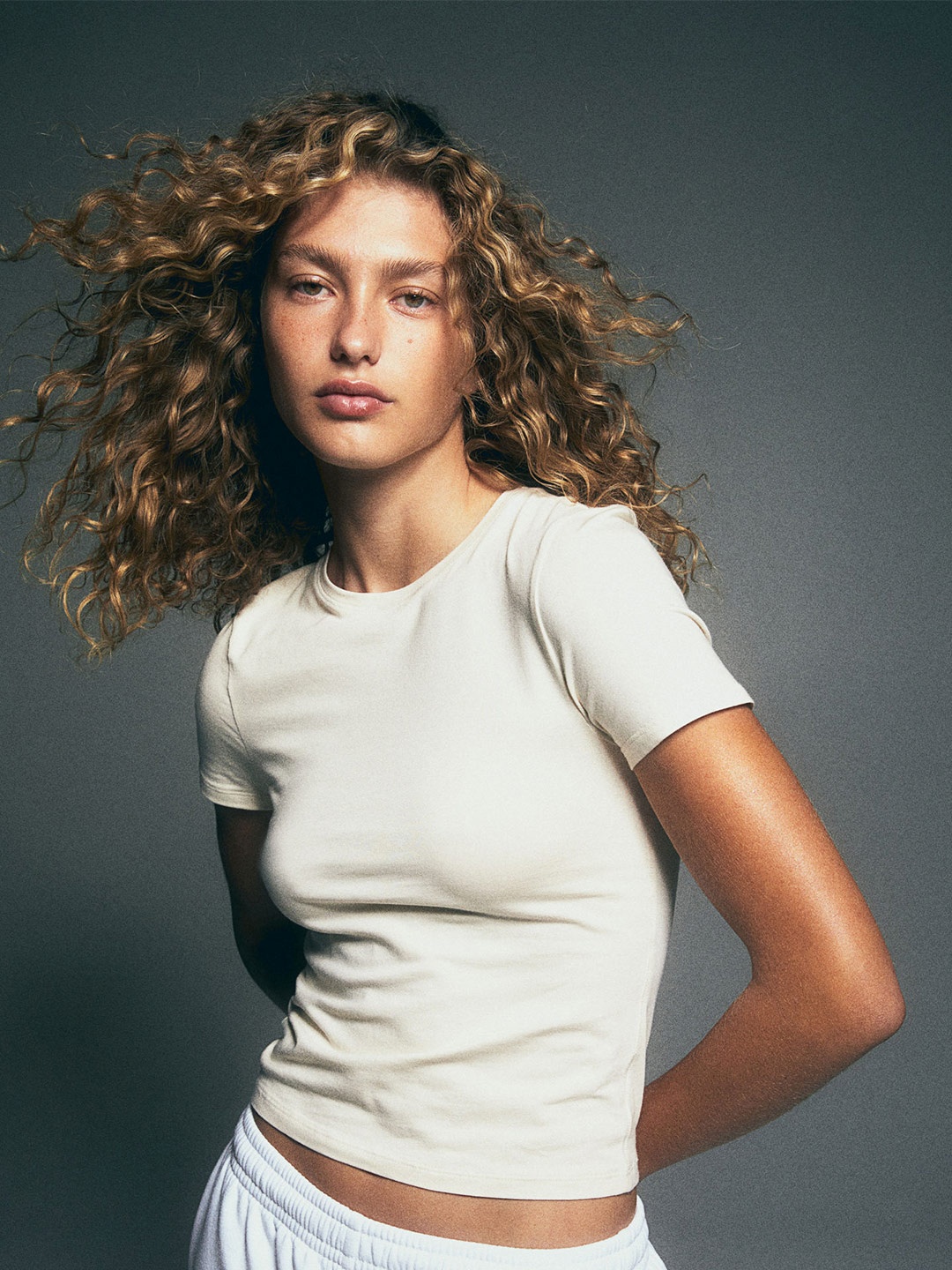 

H&M Fitted T-Shirt, Beige