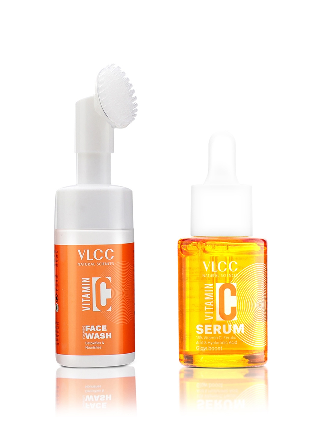 

VLCC Natural Sciences Vitamin C Glow Boost Serum 30ml & Foaming Face Wash 100 ml, Yellow