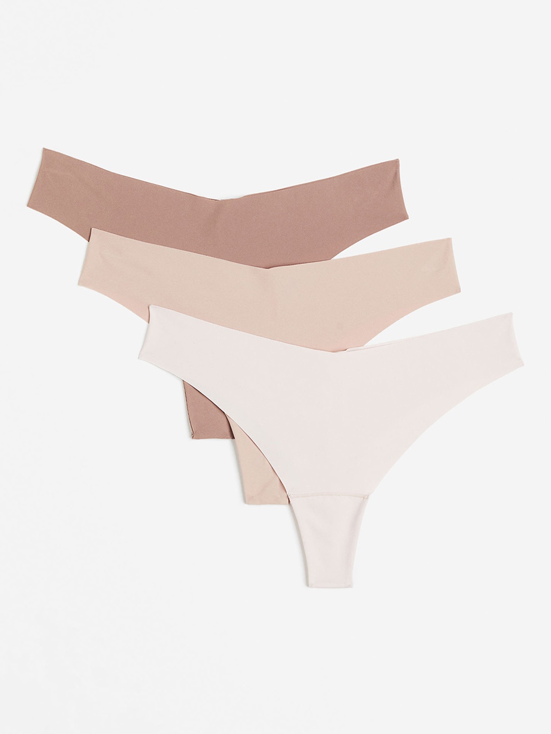

H&M 3-Pack Invisible Brazilian Briefs, Beige