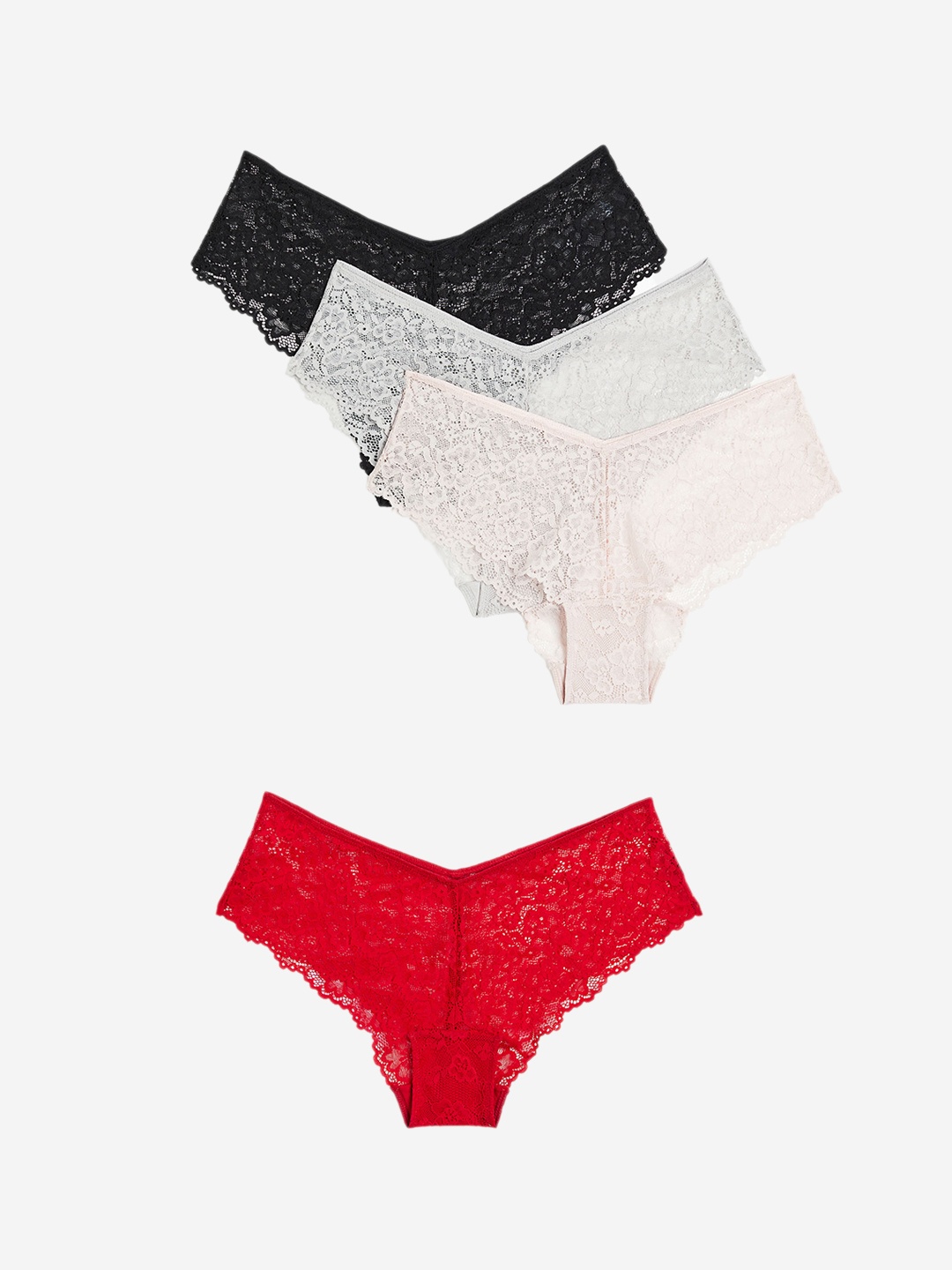 

H&M 5-Pack Lace Hipster Briefs, Red