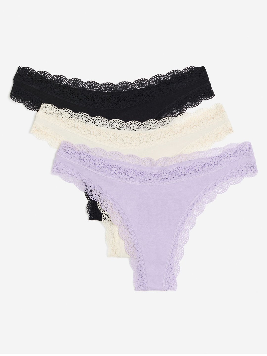 

H&M 3-Pack Cotton Thong Briefs, Purple