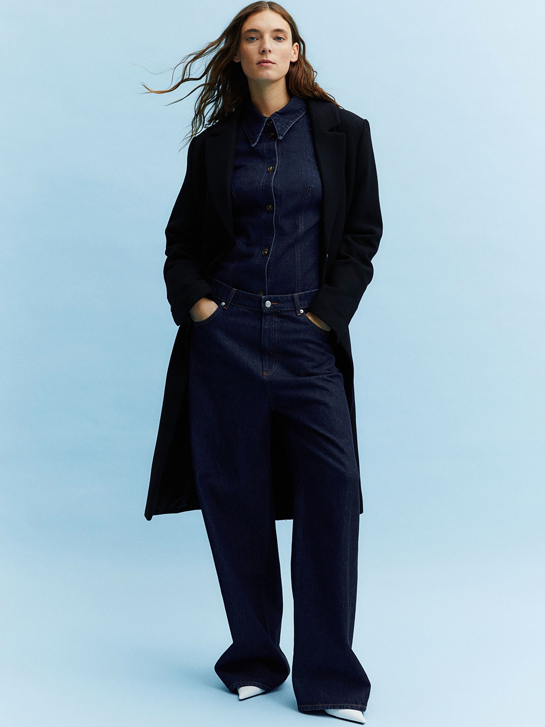 

H&M Single-Breasted Coat, Black