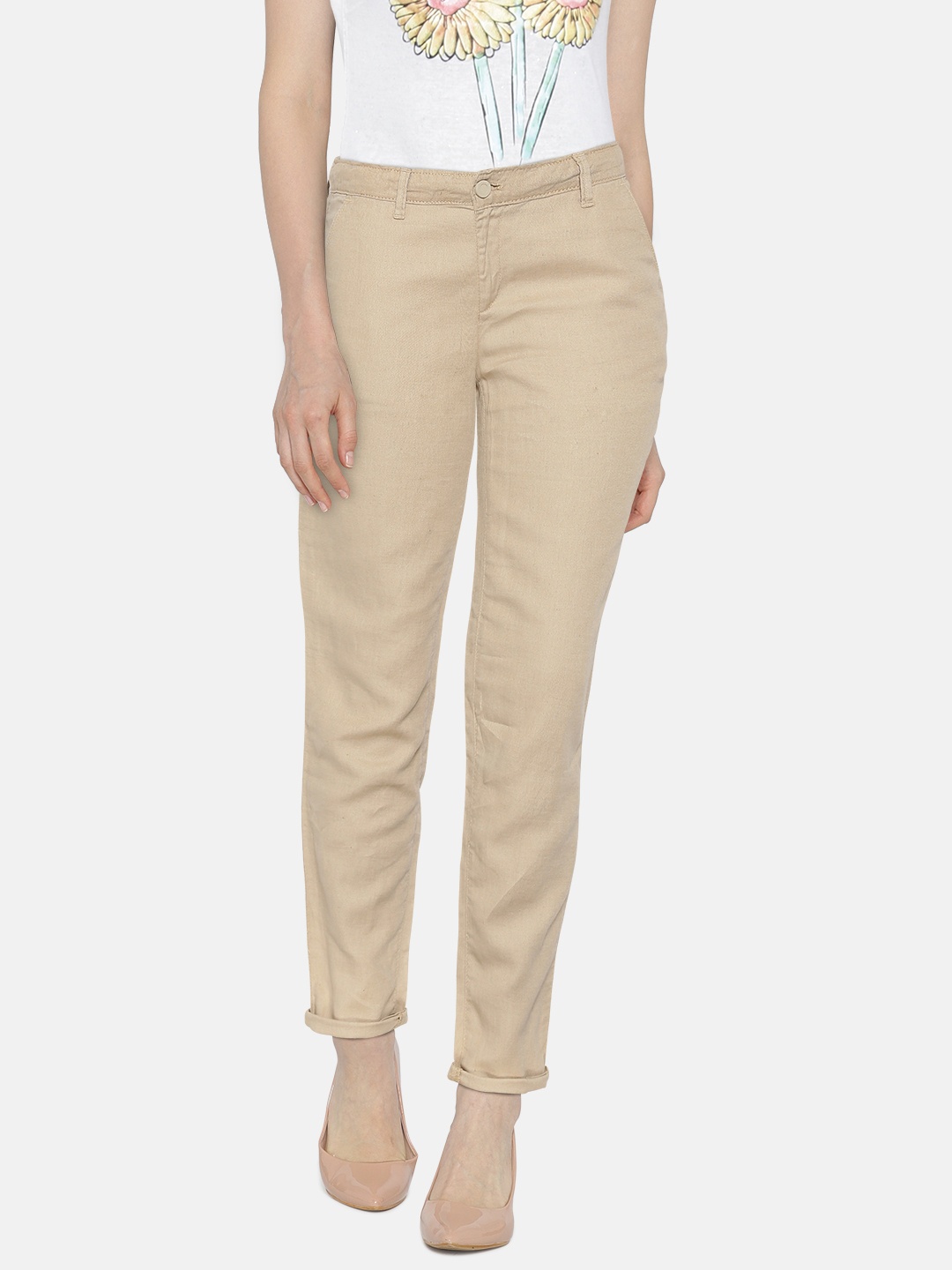 

Kraus Jeans Women Khaki Regular Fit Solid Chinos