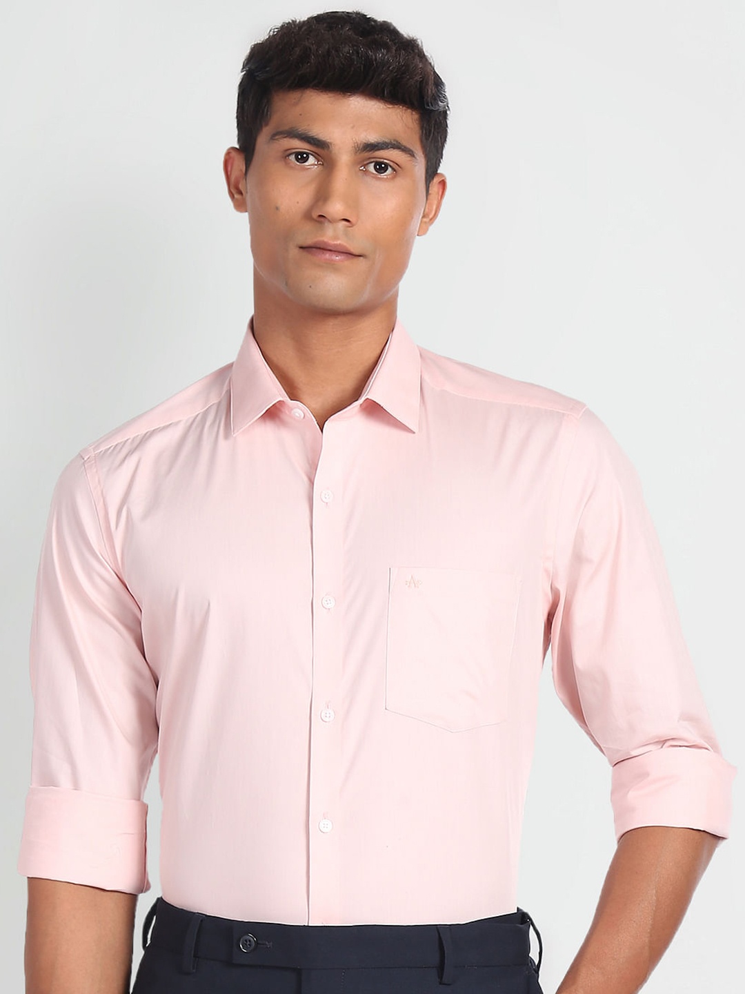 

Arrow Slim Fit Spread Collar Twill Weave Pure Cotton Formal Shirt, Peach