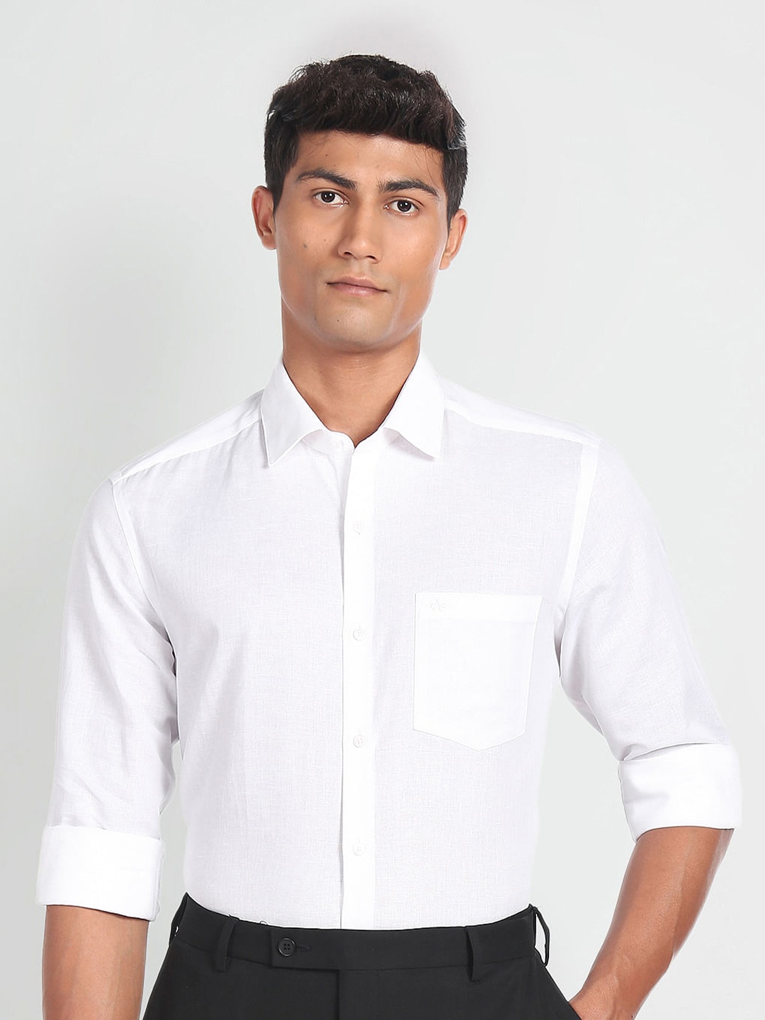 

Arrow Men Slim Fit Opaque Cotton Linen Formal Shirt, White
