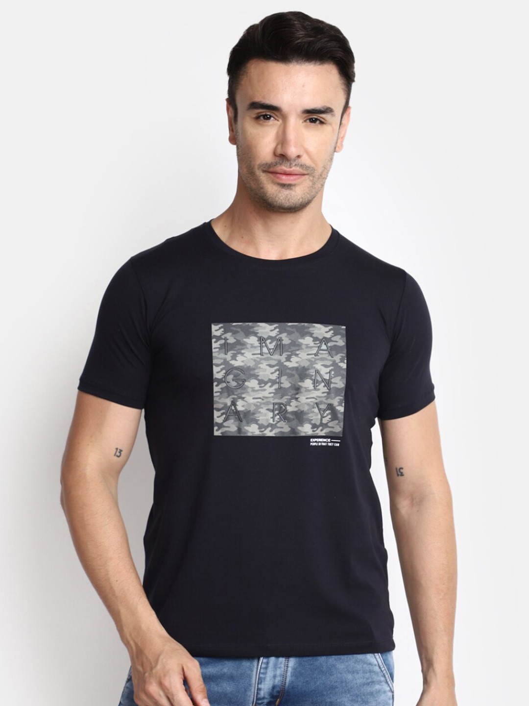 

V-Mart Graphic Printed Round Neck Cotton T-Shirt, Blue