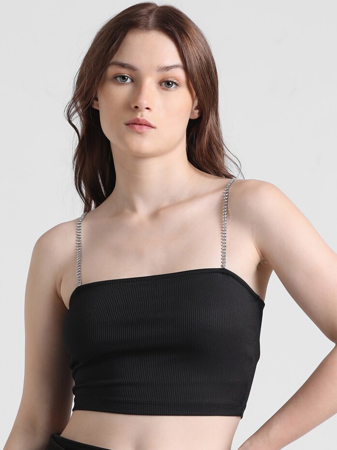 

ONLY Shoulder Straps Crop Top, Black