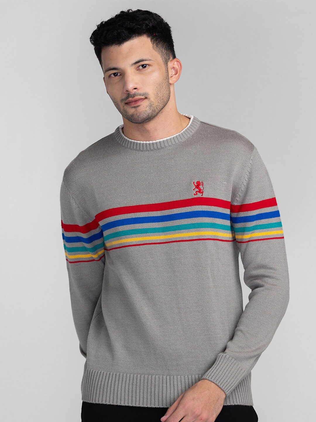 

GIORDANO Striped Acrylic Pullover Sweater, Grey