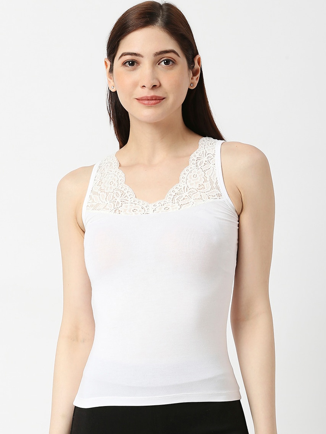 

RedRose V-Neck Cotton Camisole, White