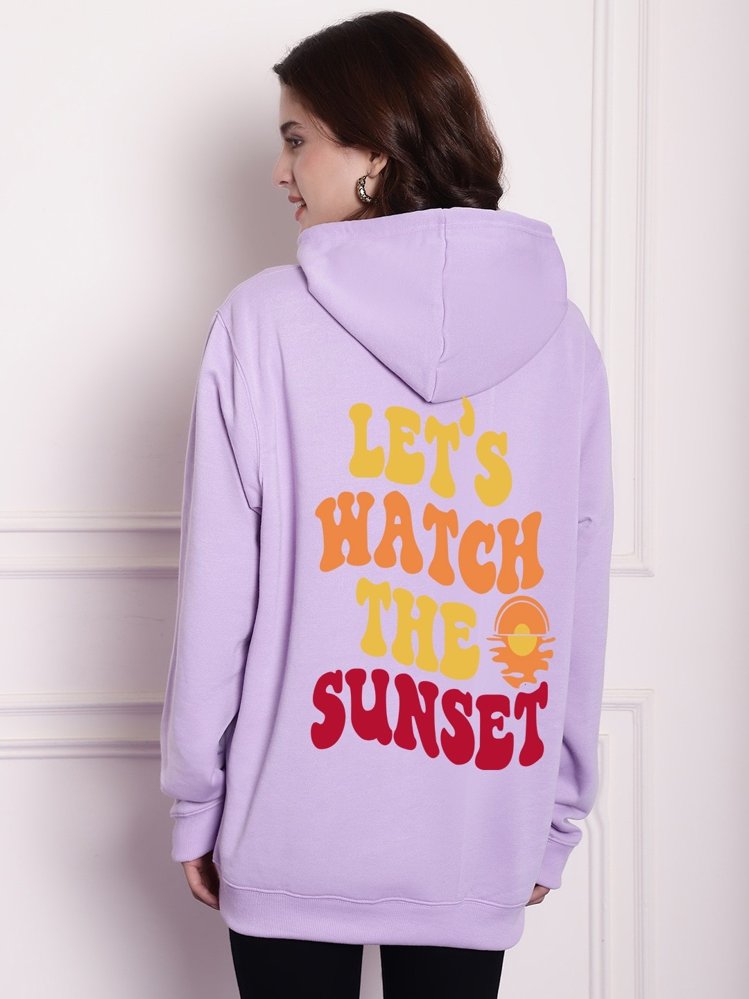 

Imsa Moda Typography Printed Oversized Hoodie Pullover Sweatshirt, Lavender