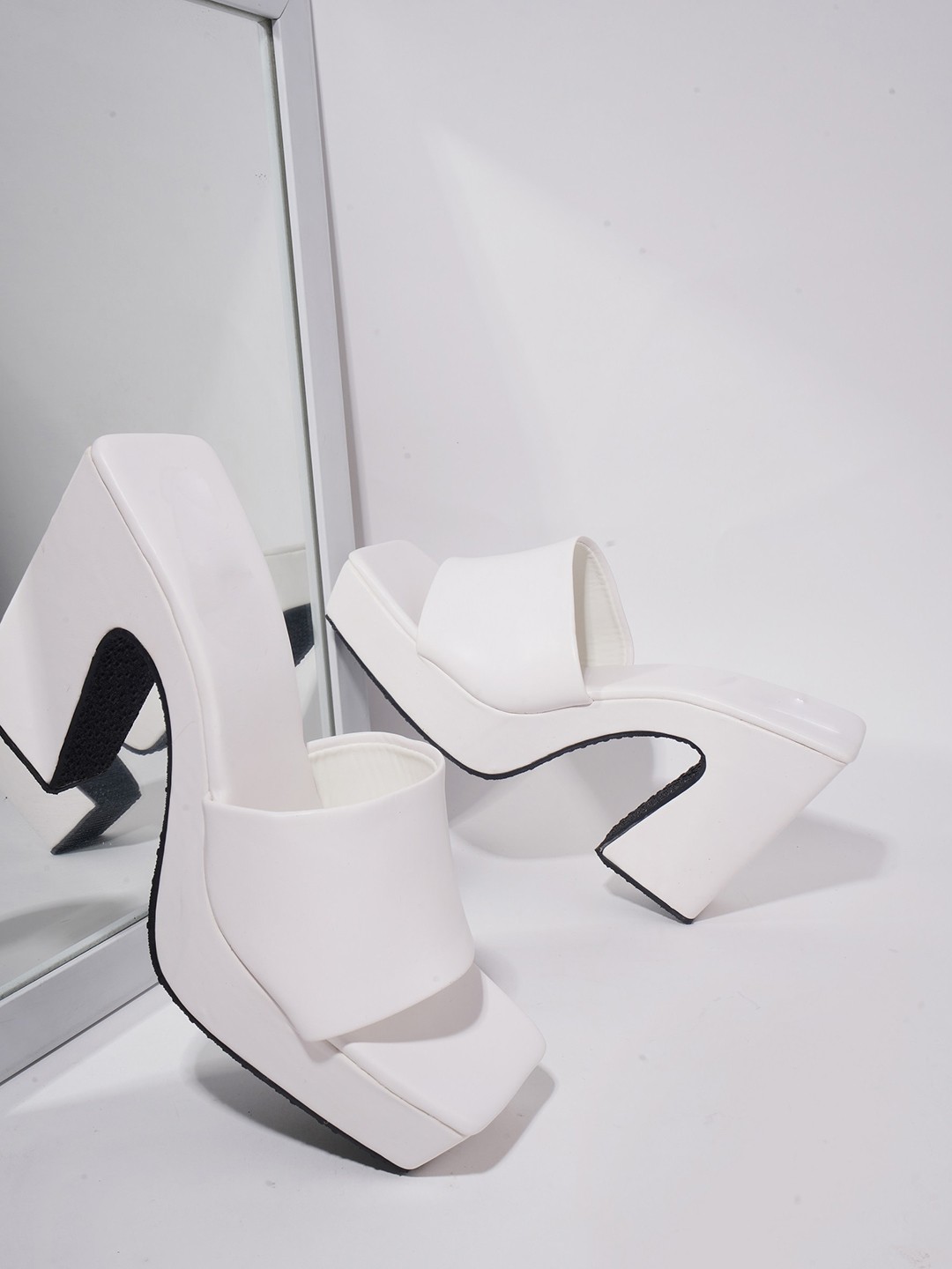 

Try Me Open Toe Block Heels, White