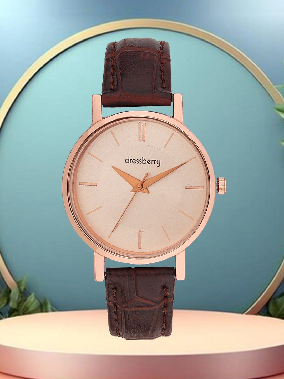 

DressBerry Rose Gold-Toned Women Textured Dial & Leather Straps Watch HOBDB-142-RG
