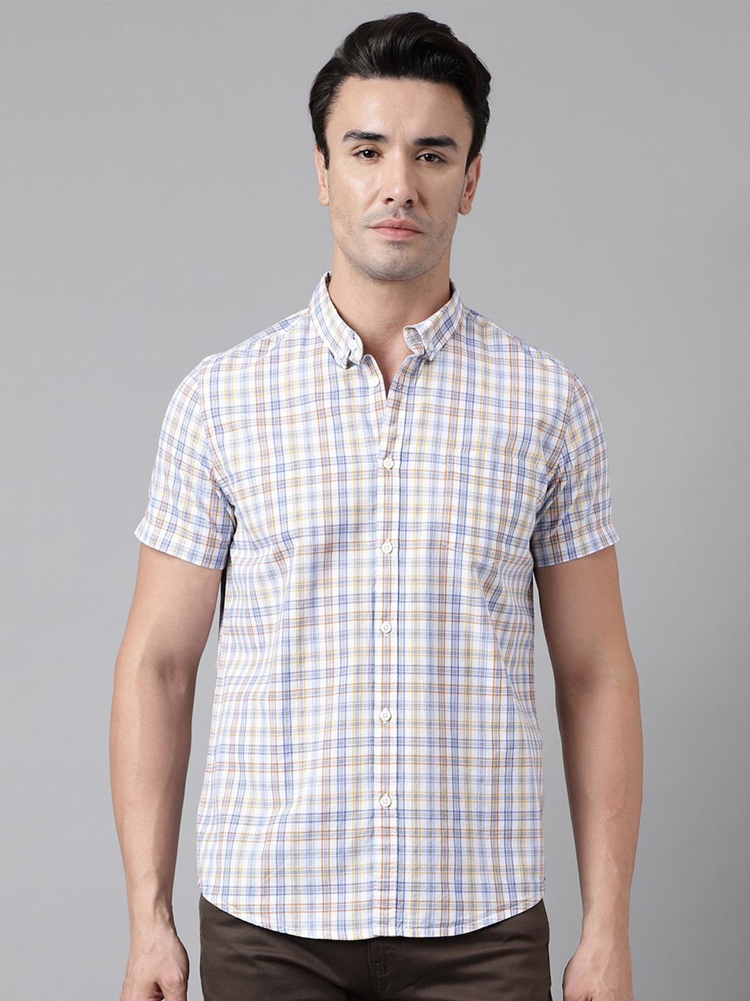 

Woodland Tartan Checks Opaque Pure Cotton Casual Shirt, Multi