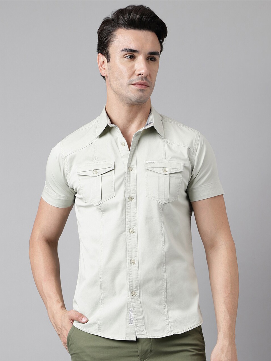

Woodland Men Beige Opaque Casual Shirt