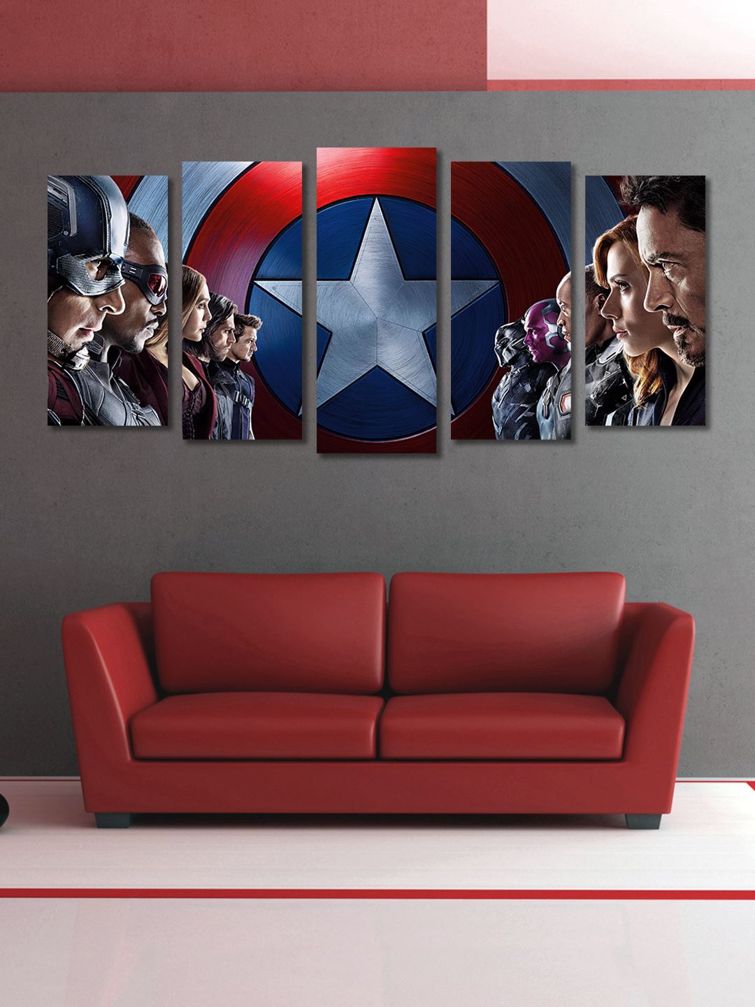 

999Store Set of 5 Multicoloured Avengers Wall Art, Multi