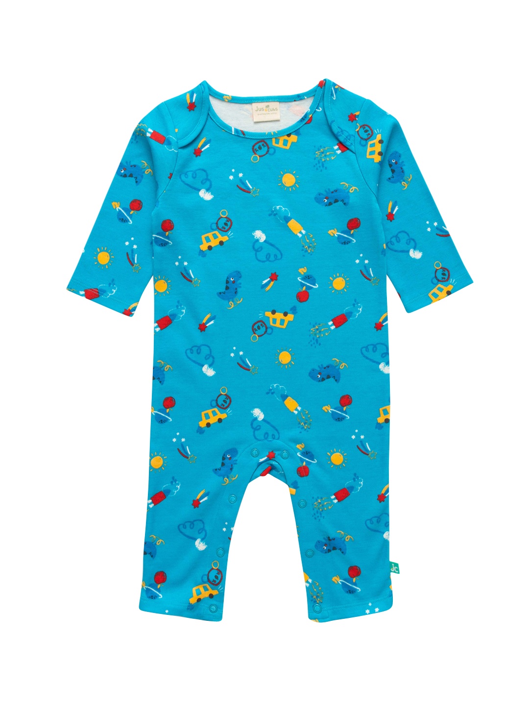 

JusCubs Boys Conversational Printed Cotton Rompers, Blue