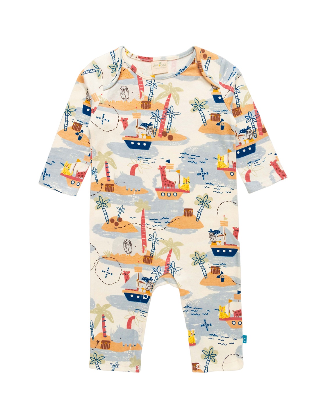

JusCubs Boys Graphic Printed Cotton Rompers, Beige
