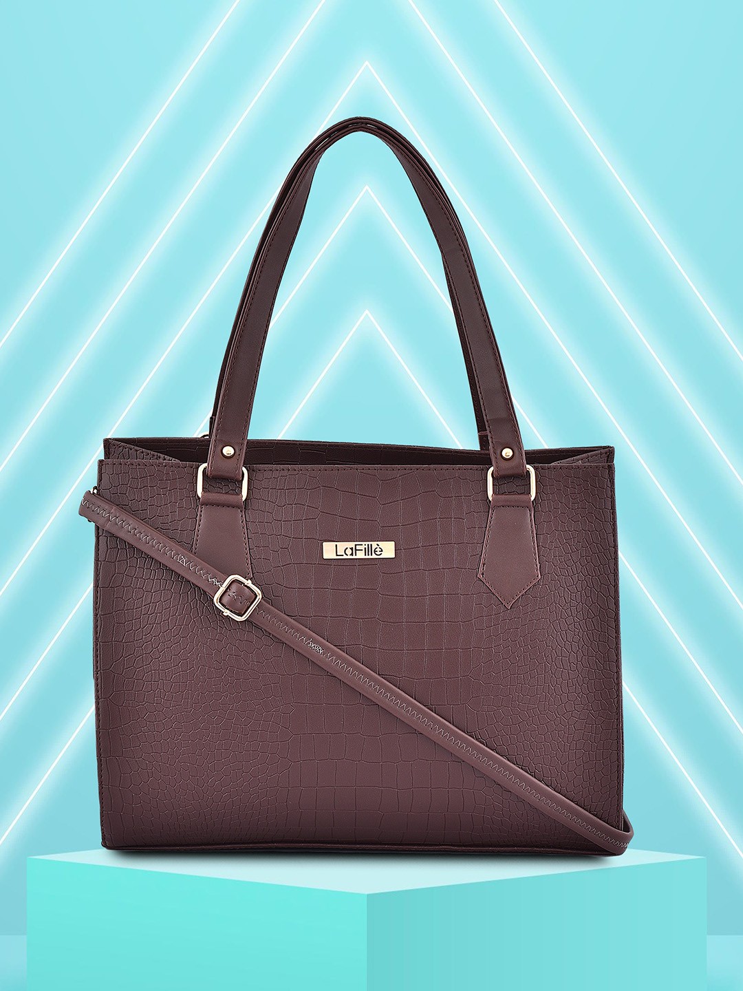 

LaFille Textured PU Structured Shoulder Bag, Brown