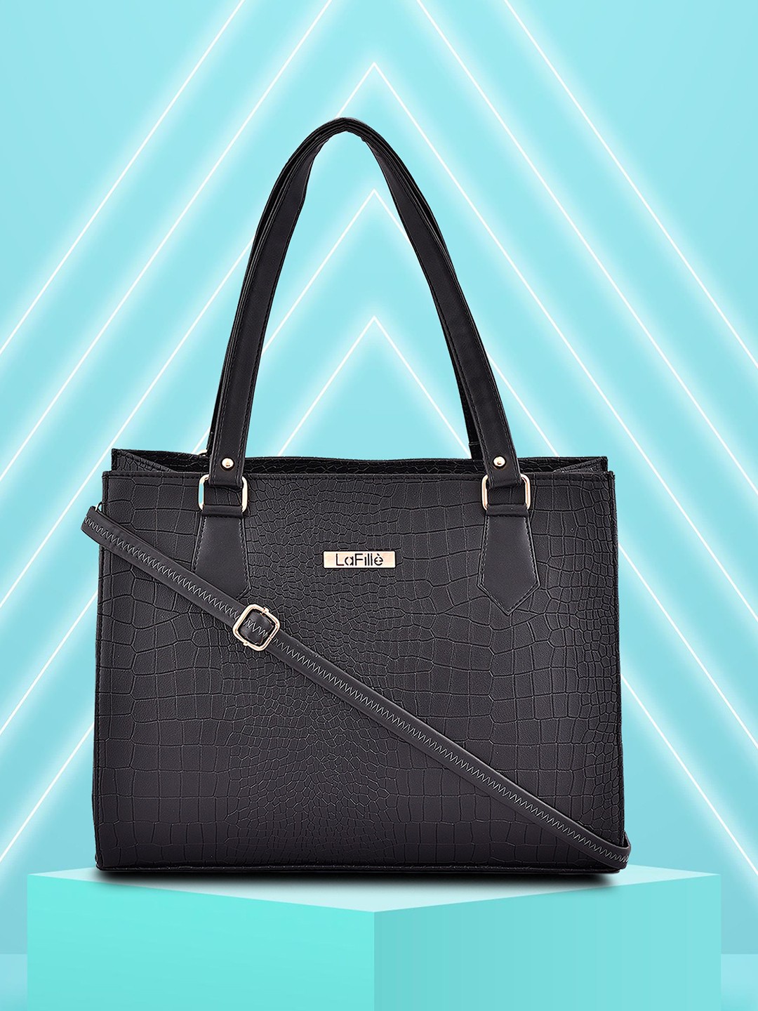 

LaFille Textured PU Structured Shoulder Bag, Black