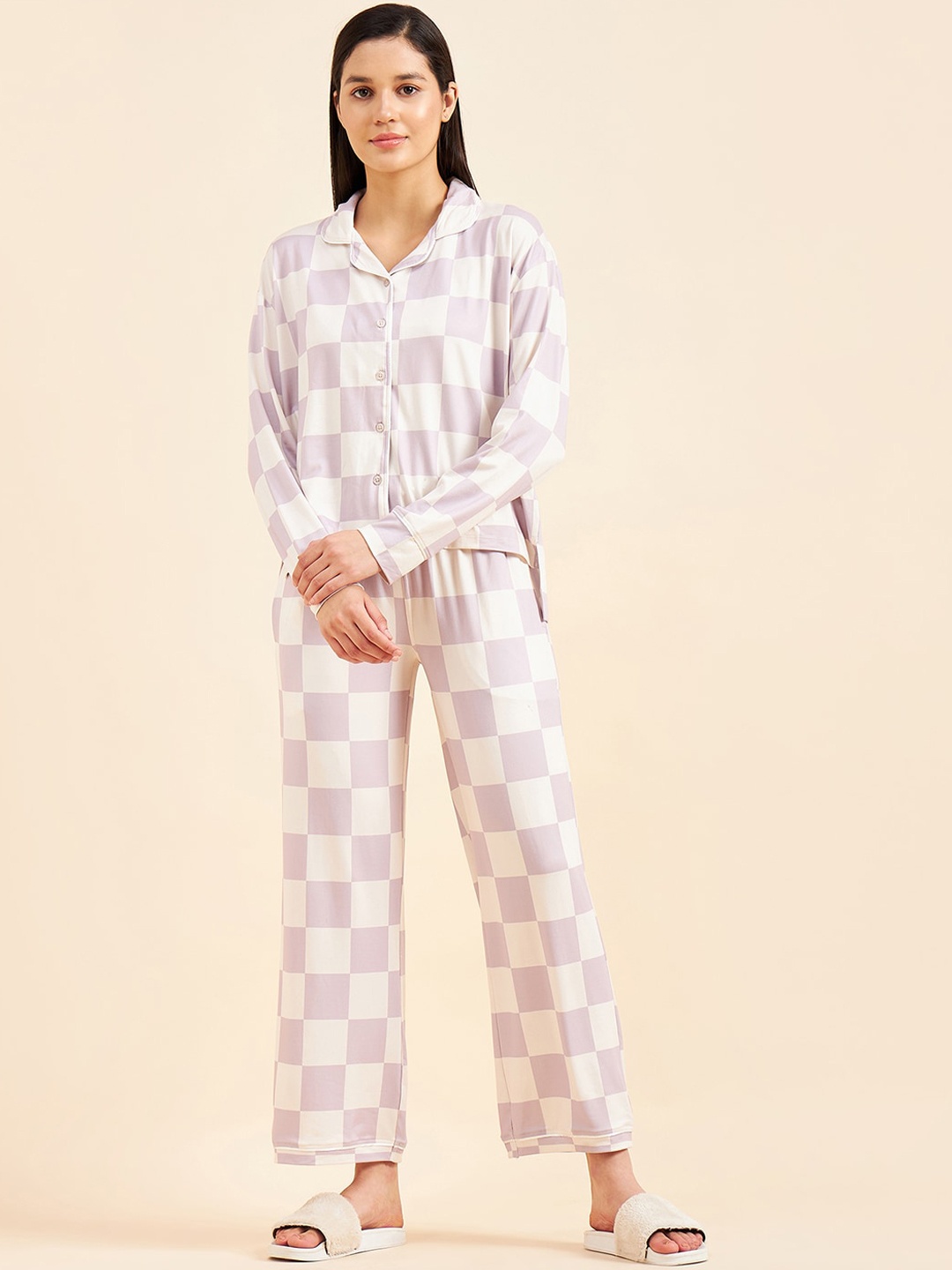 

Sweet Dreams Checked Shirt And Pyjamas Night Suit, Pink