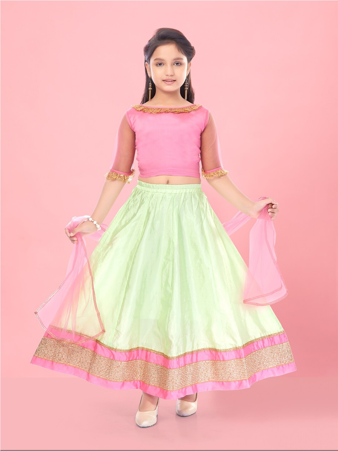 

Aarika Girls Ready to Wear Lehenga & Blouse With Dupatta, Pink