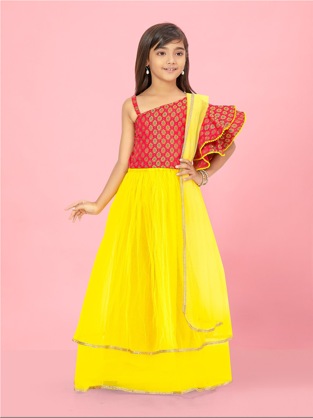 

Aarika Girls Ready to Wear Lehenga & Blouse With Dupatta, Red