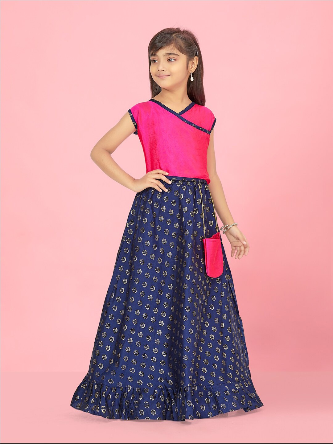 

Aarika Girls Blue Ready to Wear Lehenga & Choli, Pink