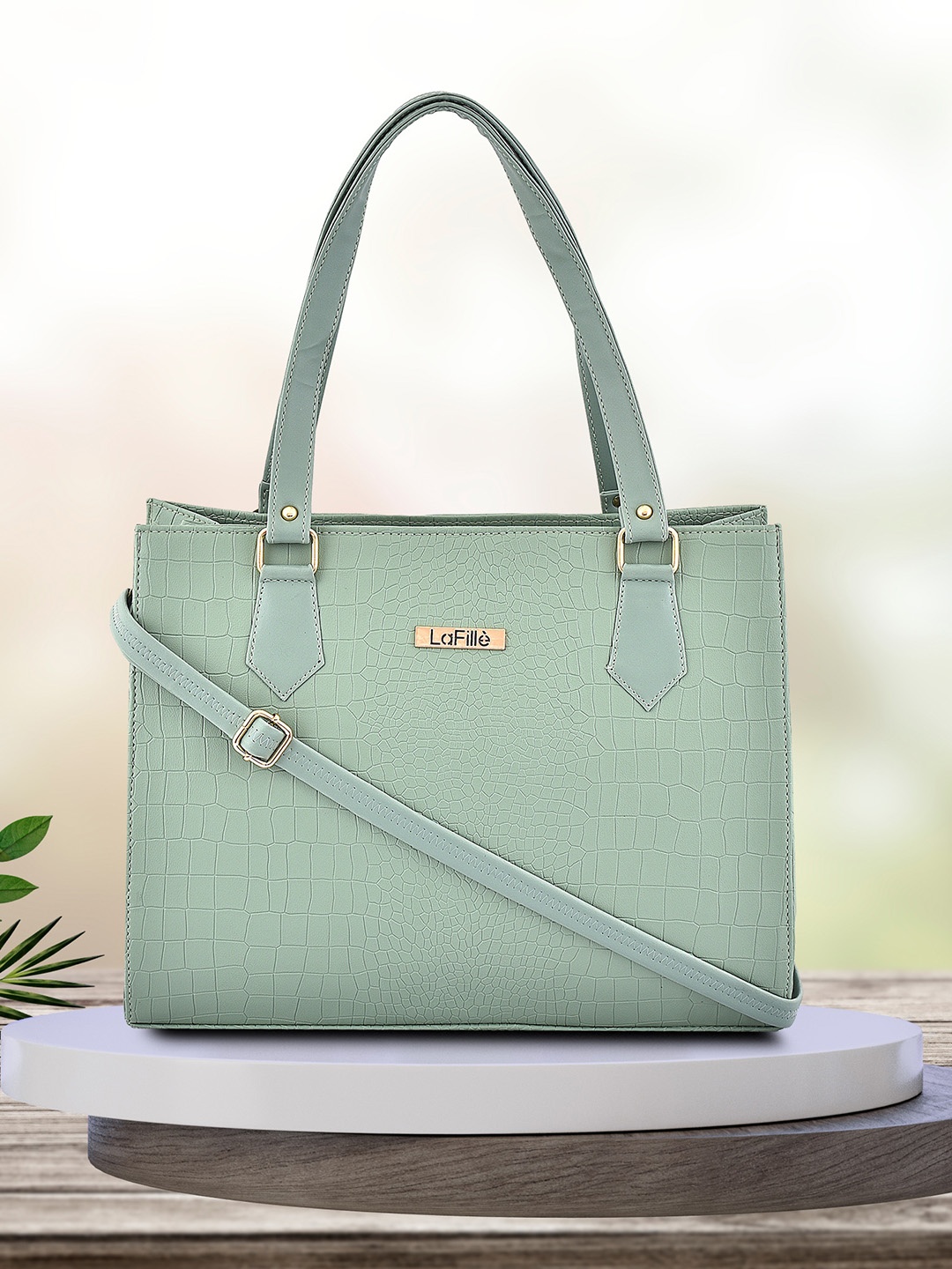 

LaFille Textured PU Structured Handheld Bag, Green