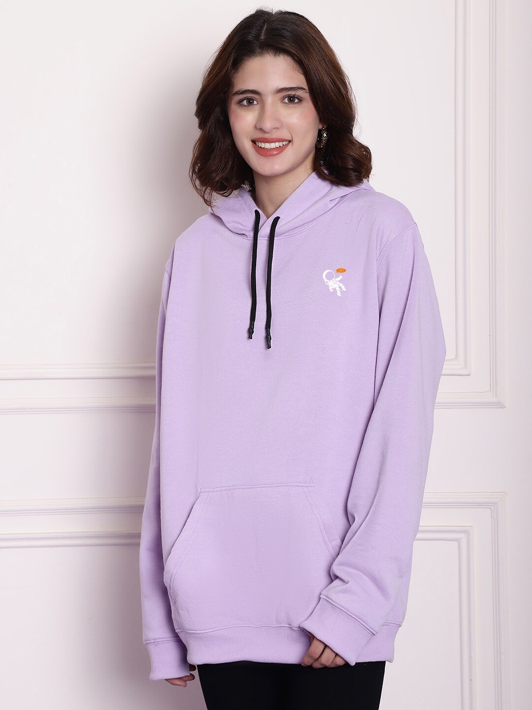 

Imsa Moda Typography Printed Hooded Sweatshirt, Lavender