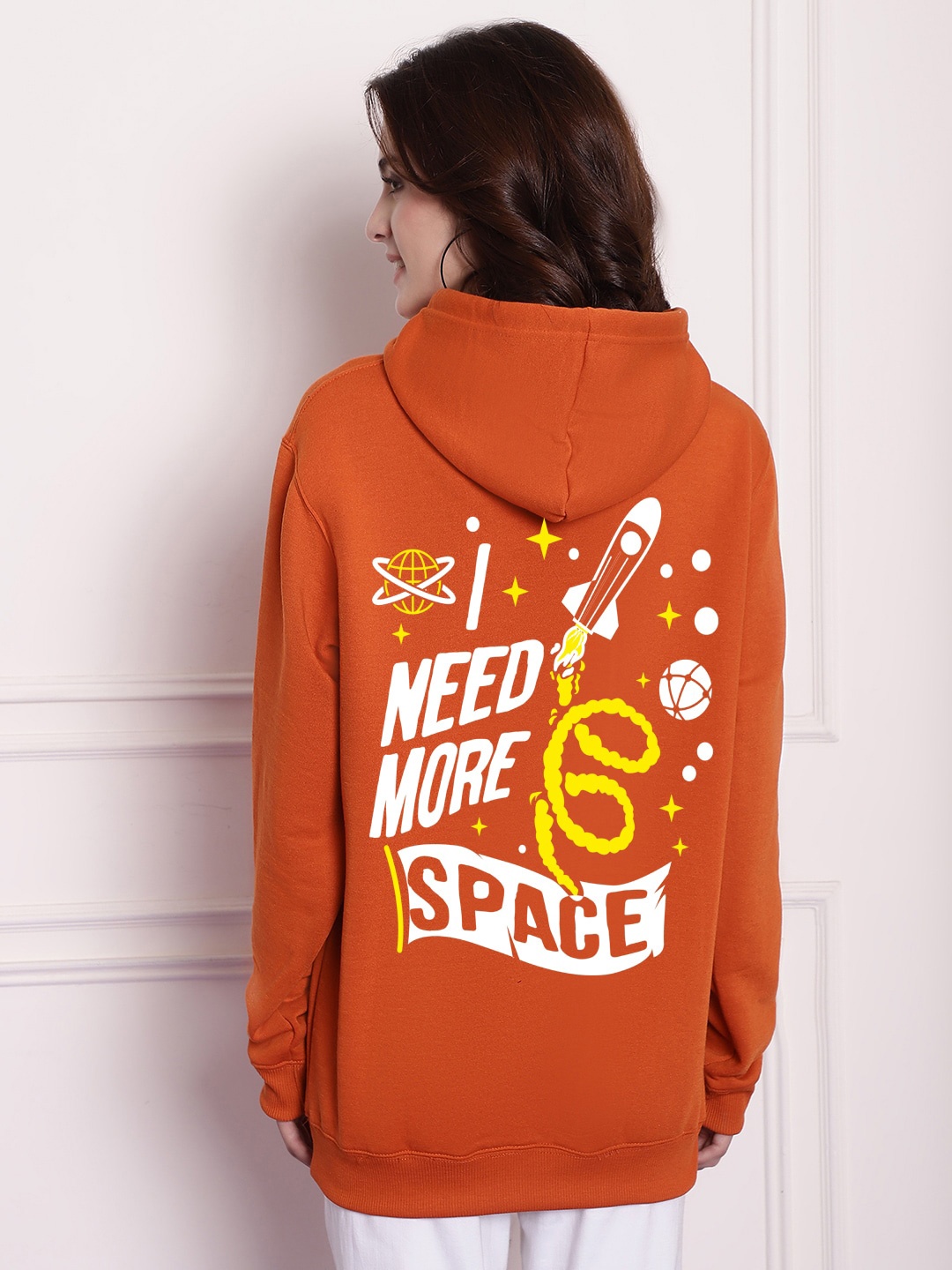 

Imsa Moda Graphic Printed Hooded Fleece Pullover, Orange