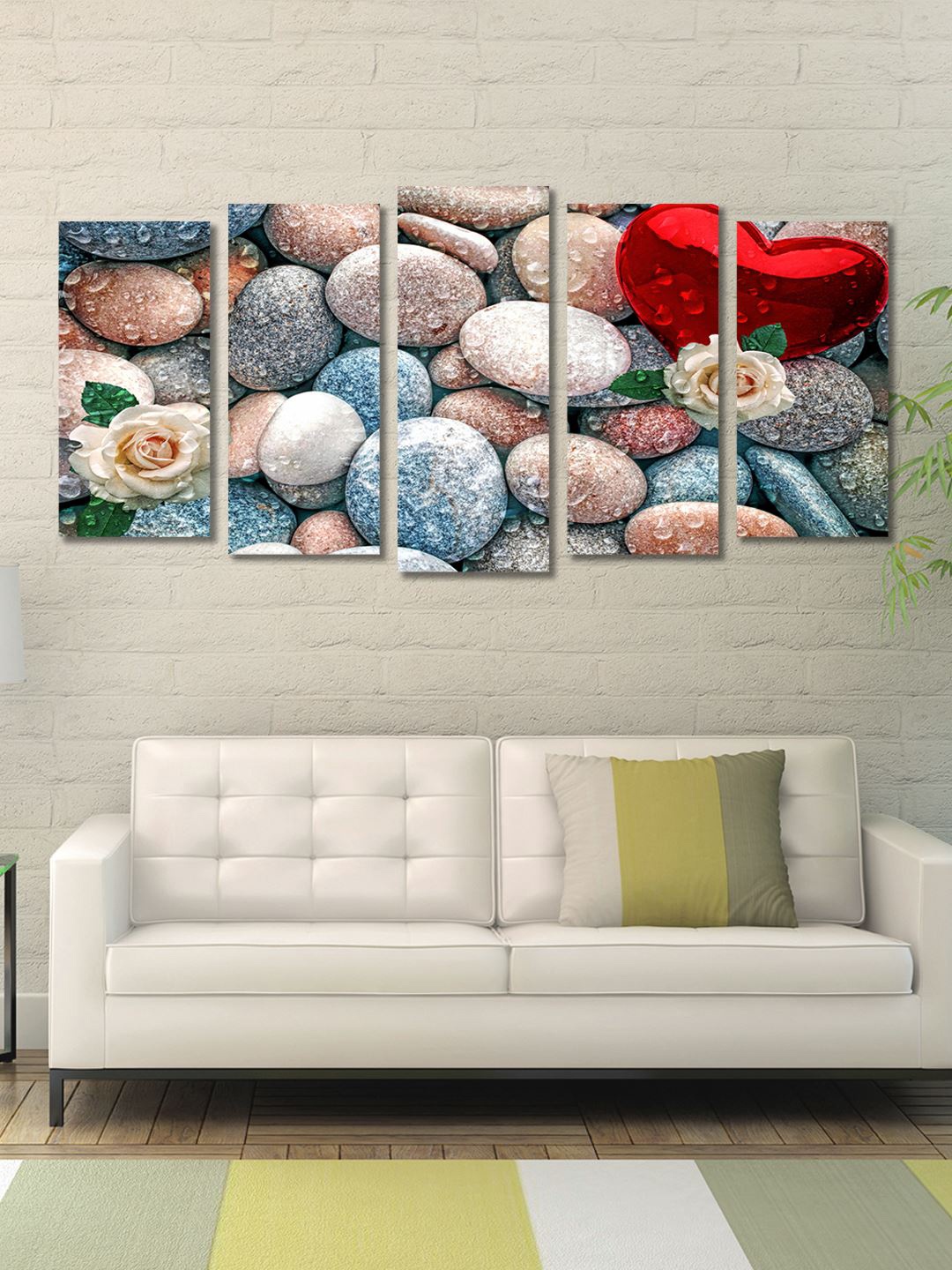

999Store Multicolored Set of 5 Framed Wall Paintings, Multi